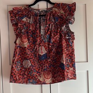 Ulla Johnson Poplin Ruffled Sleeveless Blouse Size 4